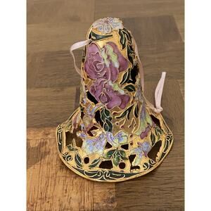 Vintage Cloisonne Collectable Enamel w/Brass Floral Bell Decoration - READ